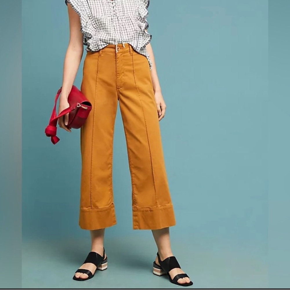 Anthropologie - Chino | Mustard wide-leg crop | 4